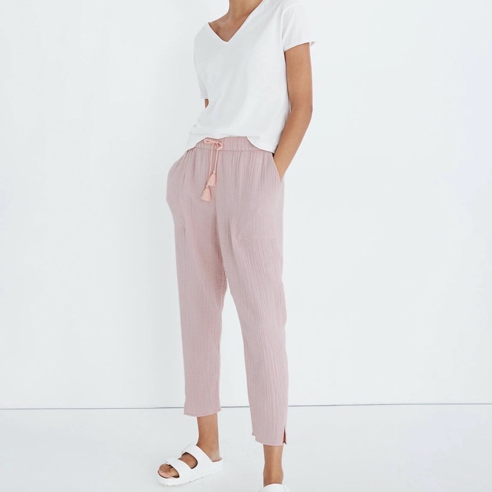 MADEWELL WOMEN'S LIGHT PINK BEACH COVER-UP COTTON TRACK TROUSERS